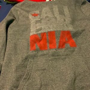 Dark grey hoodie that says California